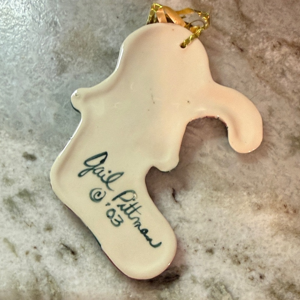 Gail Pittman Festive Ceramic Stocking Ornament - Picture 3 of 3